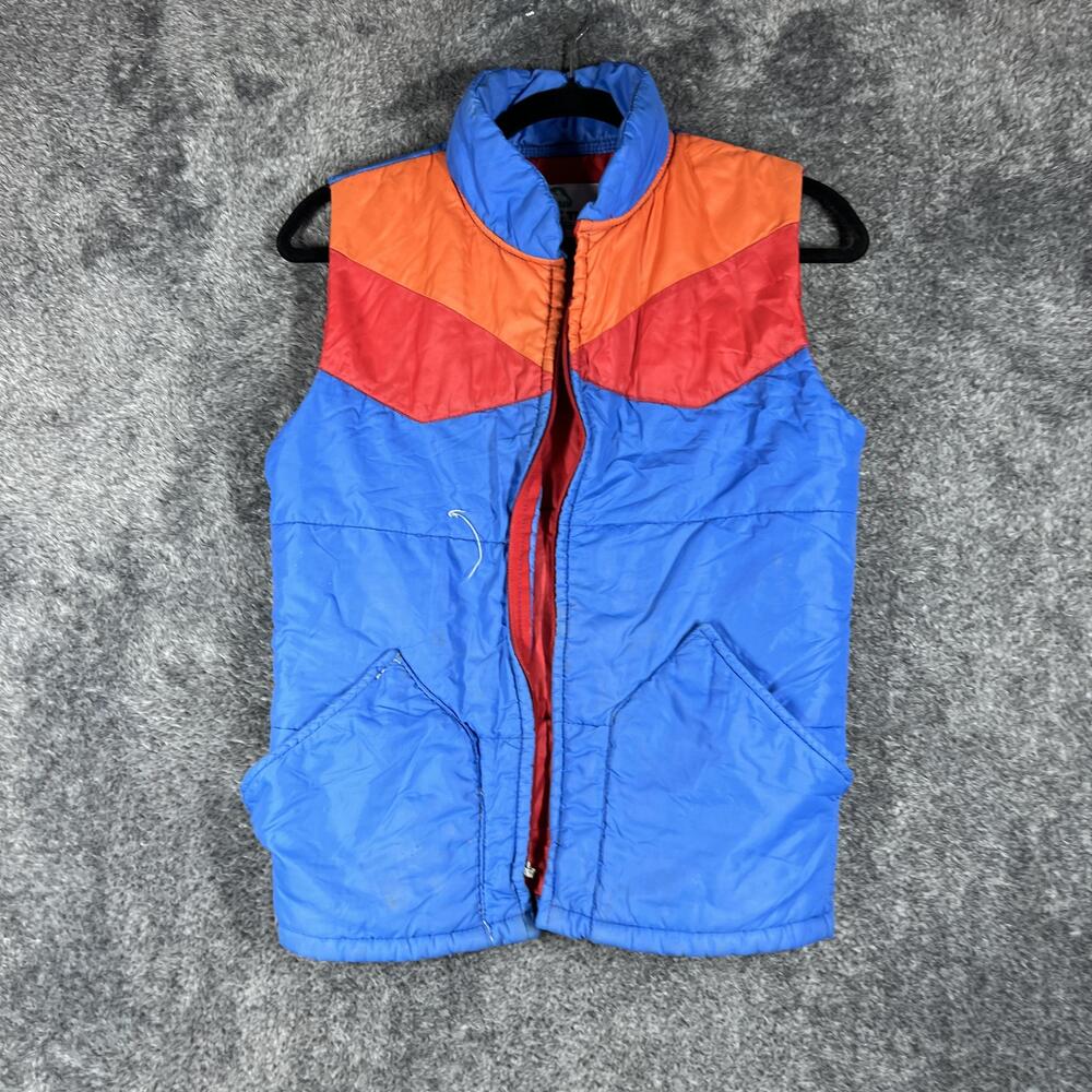 Pacific Trail Vest Unisex L Blue Puffer Insulated Vintage No Zipper (Broken)